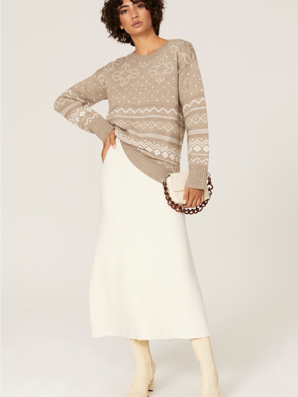 Thakoon Collective Fair Isle Intarsia Oversized Sweater Wool Blend Medium